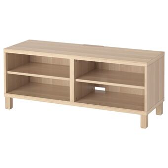 IKEA Bestå tv-meubel, wit gelazuurd eikeneffect, 120x40x48 cm aanbieding