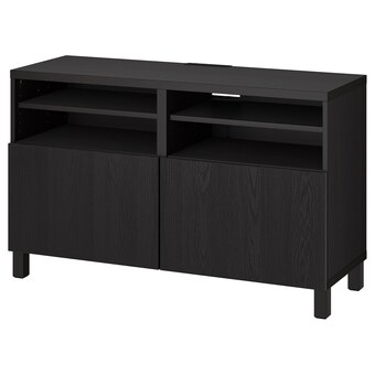 IKEA Bestå tv-meubel met deuren, zwartbruin/timmerviken/stubbarp zwart, 120x42x74 cm aanbieding