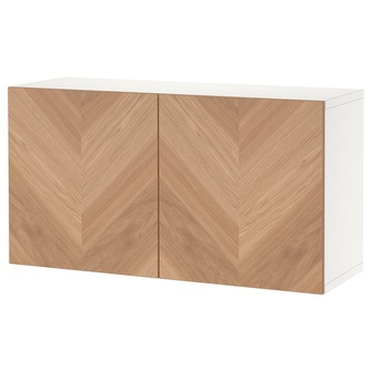 IKEA Bestå kast met deuren, wit/hedeviken eikenfineer, 120x42x64 cm aanbieding