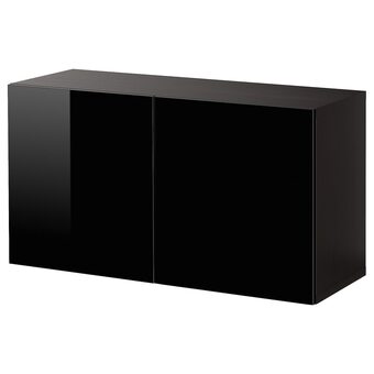 IKEA Bestå kastencombinatie voor wandmontage, zwartbruin/selsviken zwart, 120x42x64 cm aanbieding