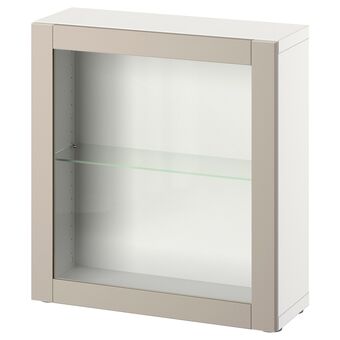 IKEA Bestå kast met deur, wit/sindvik lichtgrijs/beige, 60x22x64 cm aanbieding