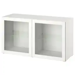 IKEA Bestå kastencombinatie voor wandmontage, wit/ostvik helder glas, 120x42x64 cm aanbieding