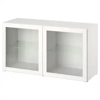 IKEA Bestå kastencombinatie voor wandmontage, wit/ostvik helder glas, 120x42x64 cm aanbieding