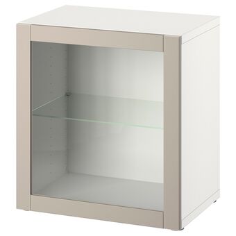 IKEA Bestå kast met deur, wit/sindvik licht grijsbeige, 60x42x64 cm aanbieding