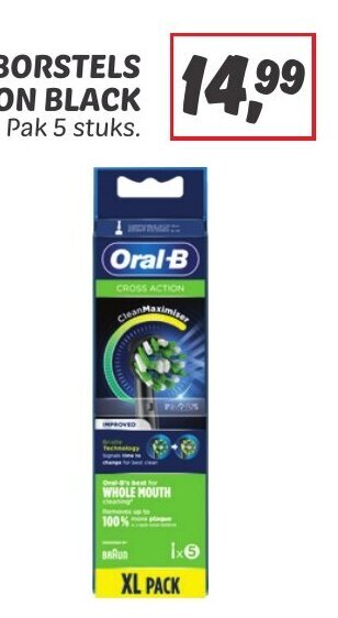 Dekamarkt ORAL-B OPZETBORSTELS CROSS ACTION BLACK aanbieding