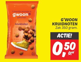 Dekamarkt G'WOON KRUIDNOTEN Zak 350 gram. aanbieding