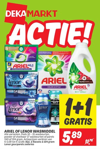 Dekamarkt ARIEL OF LENOR WASMIDDEL aanbieding