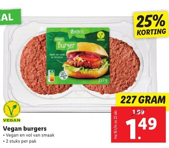 Lidl Vegan burgers 227g aanbieding