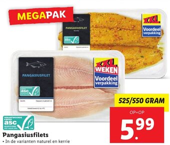 Lidl Pangasiusfilets 525/550 GRAM aanbieding