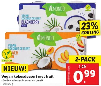 Lidl Vegan kokosdessert met fruit 2x125g aanbieding