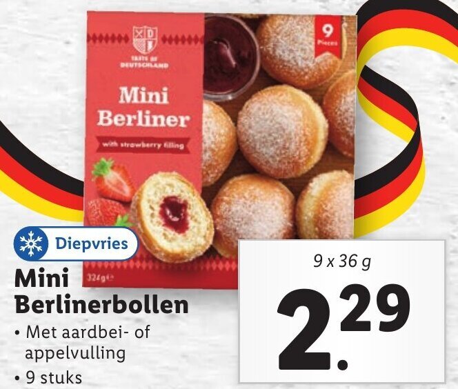 Mini Berlinerbollen 9x36g aanbieding bij Lidl