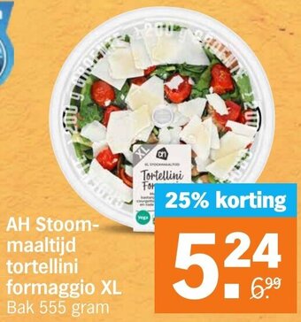 Albert Heijn AH Stoommaaltijd tortellini formaggio XL Bak 555 gram aanbieding