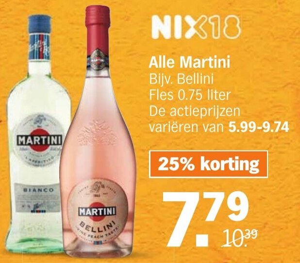 Alle Martini Fles 0.75 liter aanbieding bij Albert Heijn