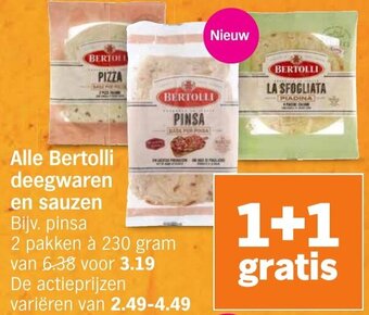 Albert Heijn Alle Bertolli deegwaren en sauzen 230g aanbieding