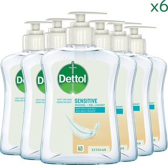 Bol.com Dettol handzeep - antibacterieel - gevoelige huid - 250ml x6 - voordeelverpakking aanbieding