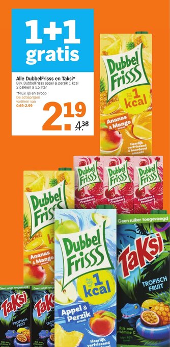 Albert Heijn Alle DubbelFrisss en Taksi 1.5 liter aanbieding