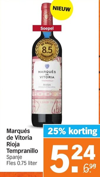 Albert Heijn Marqués de Vitoria Rioja Tempranillo Spanje Fles 0.75 liter aanbieding