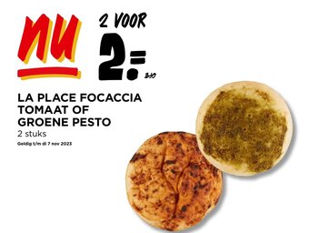 Jumbo LA PLACE FOCACCIA TOMAAT OF GROENE PESTO aanbieding