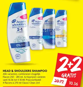 Dekamarkt Head & Shoulders shompoo 4*250-285ml aanbieding