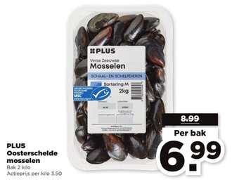 PLUS Oosterschelde mosselen 2 kilo aanbieding