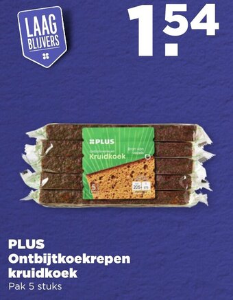 PLUS Ontbijtkoekrepen kruidkoek 5 stuks aanbieding