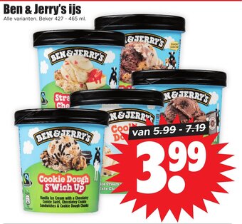 Dirk Ben & Jerry's ijs 427-465 ml aanbieding