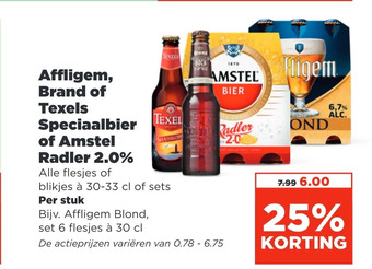 PLUS Affligem, brand of texels speciaalbier of amstel radler 2.0% aanbieding