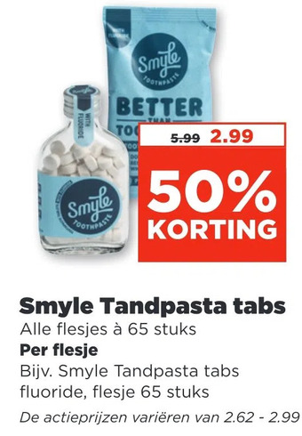 PLUS Smyle tandpasta tabs aanbieding