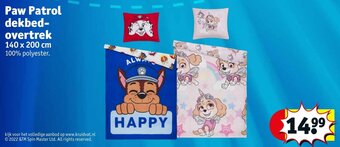 Kruidvat Paw Patrol dekbedovertrek 140 x 200 cm aanbieding