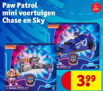 Kruidvat Paw Patrol mini voertuigen Chase en Sky aanbieding