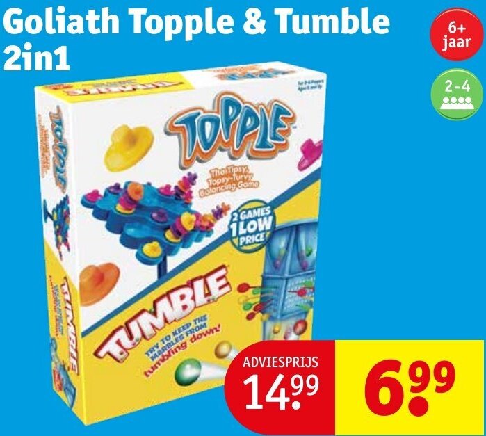 Goliath Games Combo Topple/Tumble – Gioco Di Equilibrio E Biglie Per Tutta La Famiglia, Multicolore - 3