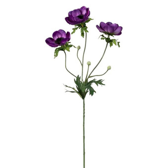 Leen Bakker Kunstbloem anemone spray - paars - 75 cm aanbieding