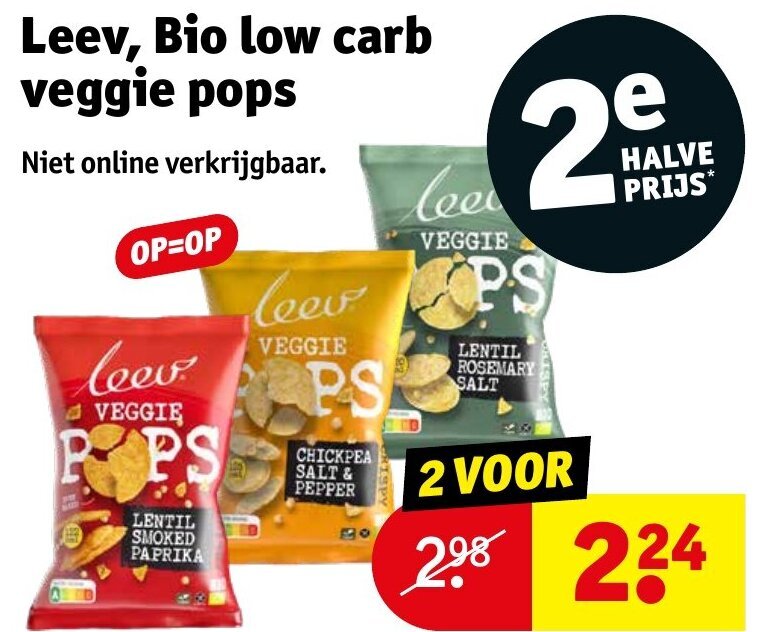 Leev, Bio low carb veggie pops aanbieding bij Kruidvat