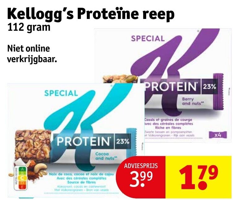 Kellogg's Proteïne reep 112 gram aanbieding bij Kruidvat