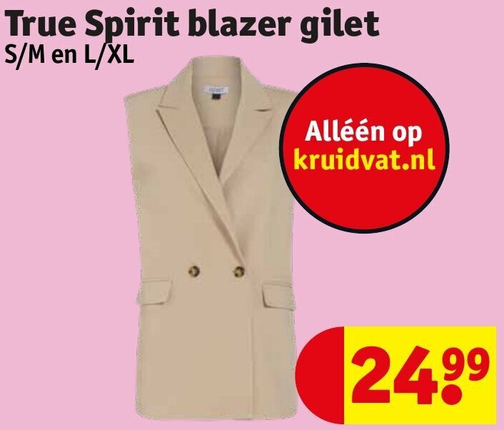 True Spirit blazer gilet S/M en L/XL aanbieding bij Kruidvat