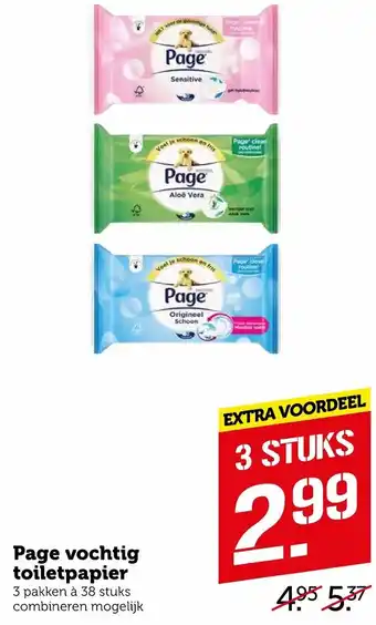 Coop Page vochtig toiletpapier 3*38st aanbieding