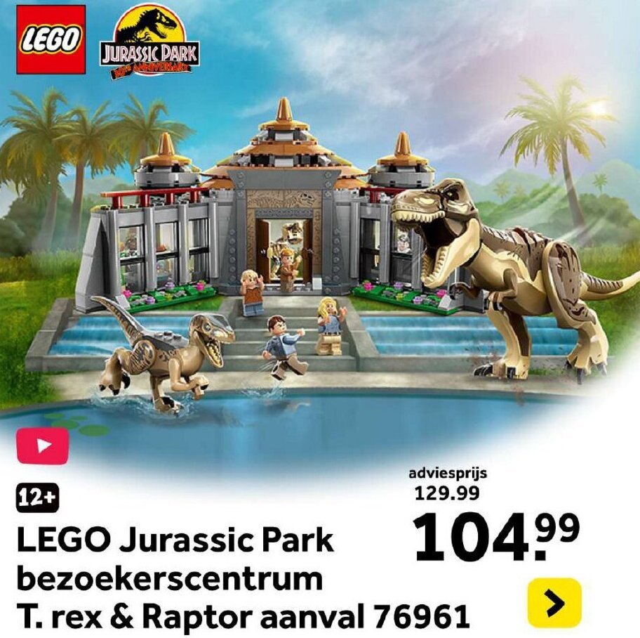 LEGO Jurassic Park bezoekerscentrum T. rex & Raptor aanval 76961