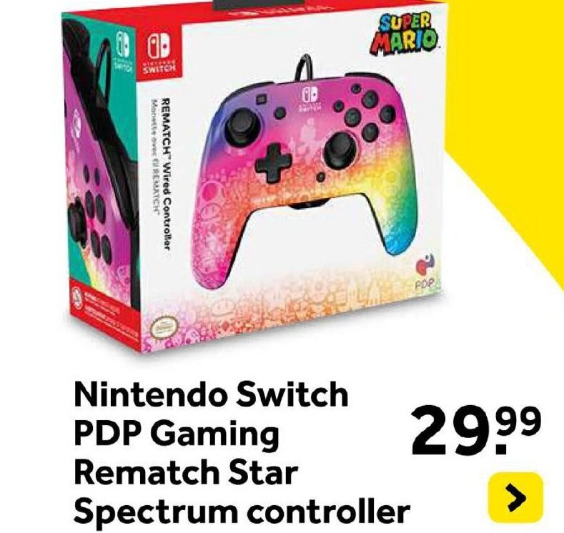 Nintendo Switch PDP Gaming Rematch Star Spectrum controller aanbieding