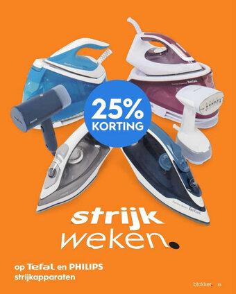 Blokker op Tefal en PHILIPS strijkapparaten aanbieding