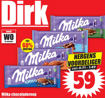 Dirk Milka chocoladereep aanbieding