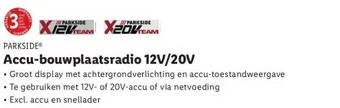 Lidl Accu-bouwplaatsradio 12v/20v aanbieding