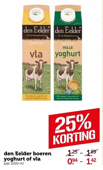 Coop den Eelder boeren vla of yoghurt 1L aanbieding