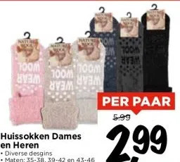 Vomar Voordeelmarkt Huissokken dames en heren diverse desgins aanbieding