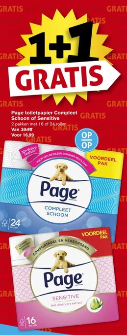 Hoogvliet Page toiletpapier Compleet Schoon of Sensitive aanbieding