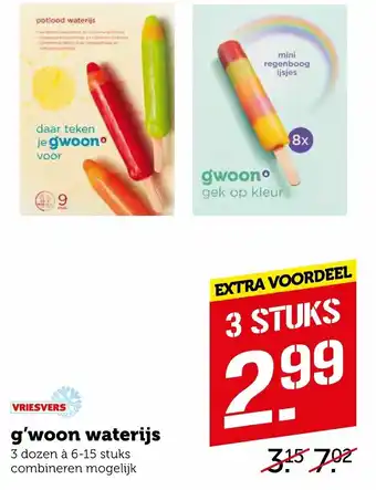 Coop G'woon waterijs aanbieding