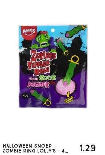 Xenos Halloween snoep - zombie ring lolly's - 40 gram aanbieding