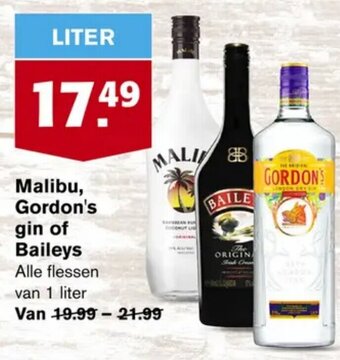 Hoogvliet Malibu, Gordon's gin of Baileys 1 liter aanbieding