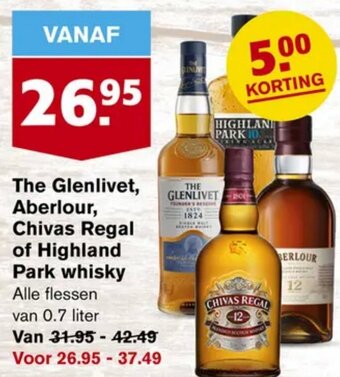 Hoogvliet The Glenlivet, Aberlour, Chivas Regal of Highland Park whisky aanbieding