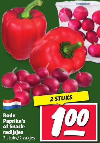 Nettorama Rode Paprika's of Snack Radijsjes aanbieding