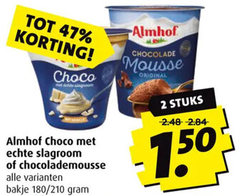 Boni Almhof Choco met echte slagroom of chocolademousse aanbieding